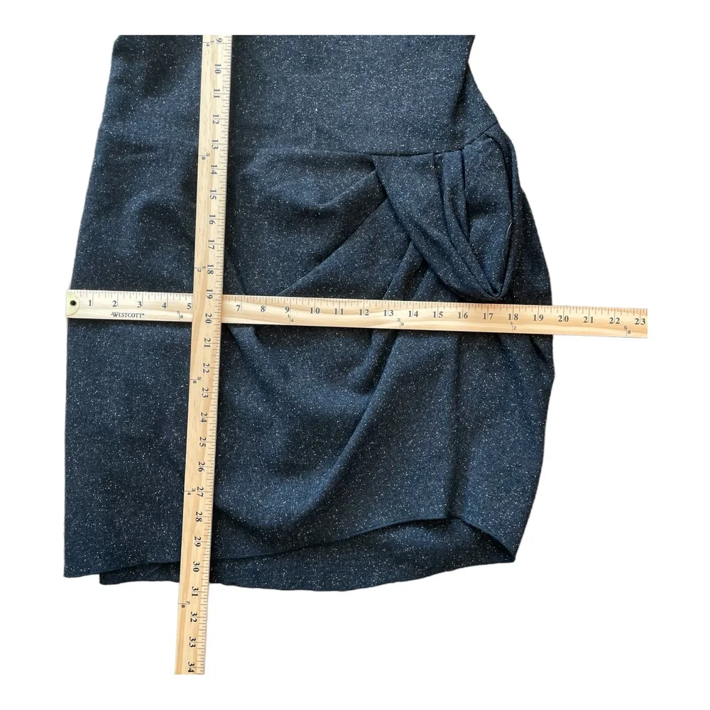 2b. Rych Womens Dress Tulip Sheath Black Tweed Wool Strapless Ruched Mini 10 - Picture 12 of 13